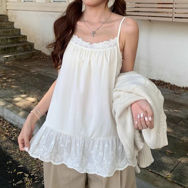 레이어드 프릴 레이스 끈나시 LM-1006330