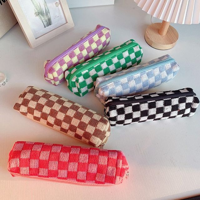 6컬러 체크 패브릭 필통 파우치 OSM-1006519