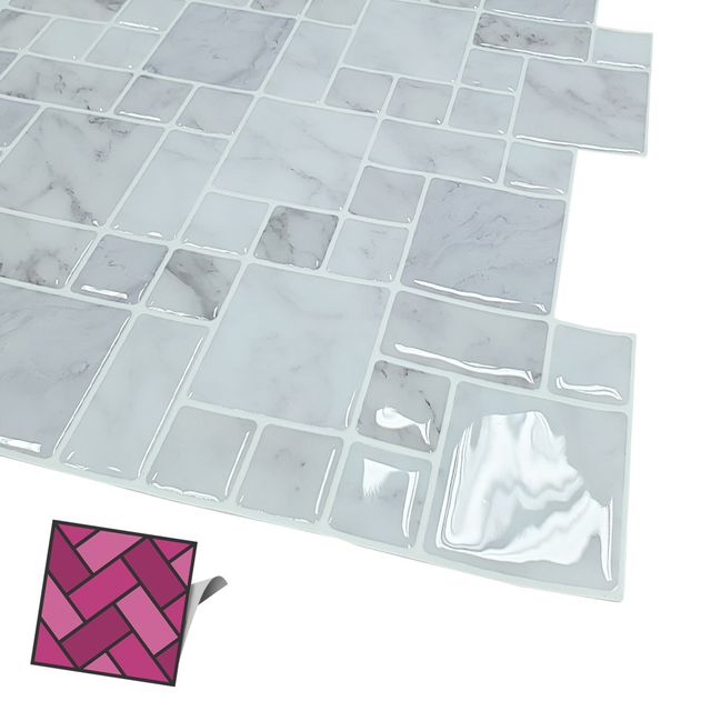 월타일스티커 040 회백색 랜덤벽돌 스티커타일