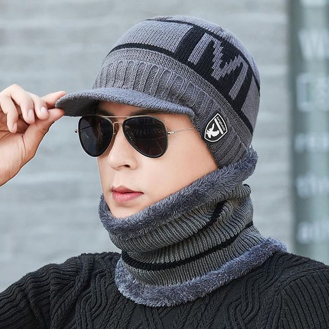 야외스포츠 겨울골프 니트챙비니 넥워머 세트 ELM-078