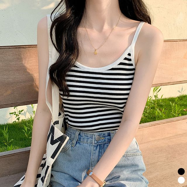 스트라이프 민소매 스판 나시 LM-0457