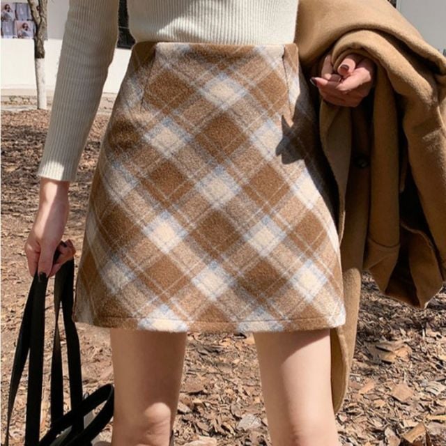빈티지 체크무늬 H라인 스커트 SWC-1007265