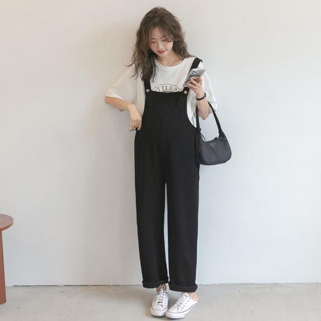 캐주얼 임산부 멜빵 바지 와이드 팬츠 임부복