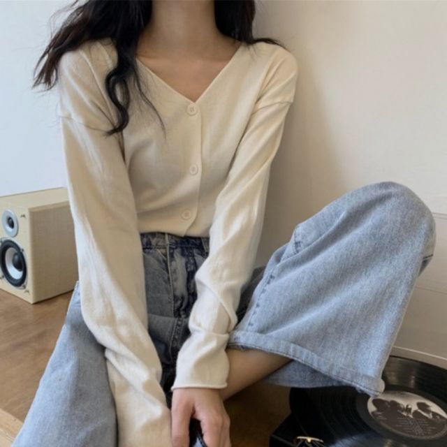 데일리 브이넥 버튼 니트 가디건 SNY-0030