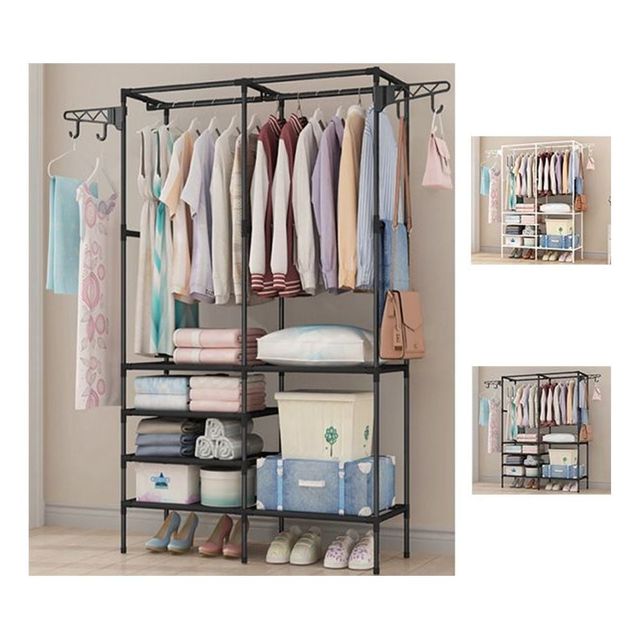 키밍 철제 조립식 옷걸이 수납 선반 두 가지 색상