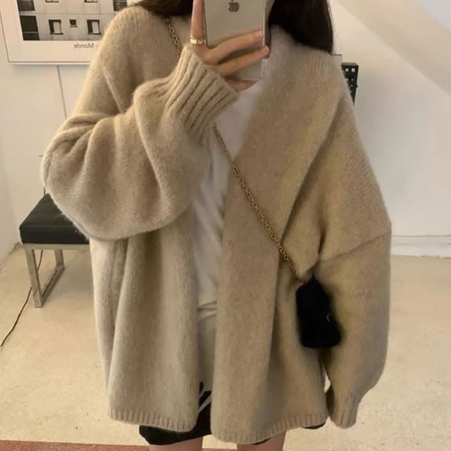 노카라 노버튼 루즈핏 하프 니트 숄가디건 NF-1003682