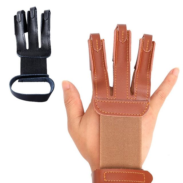 가죽 활사냥 손가락보호대 연습 장비 양궁 훈련 장갑