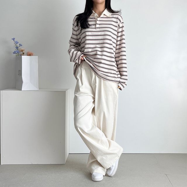 르뎀므 컴팩 핀턱 반밴딩 와이드바지 SD-250431