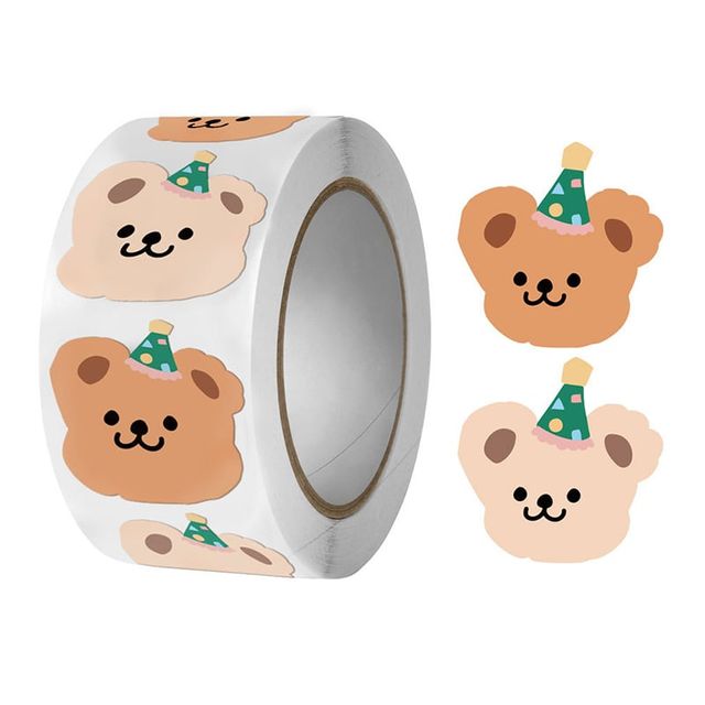 귀여운 곰 롤스티커 선물포장 다이어리꾸미기 캐릭터스티커 포장용품 장식