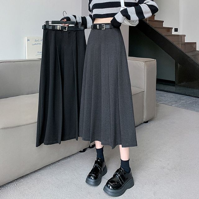 웬더스 모직 플리츠 롱스커트 주름치마 SD-260151