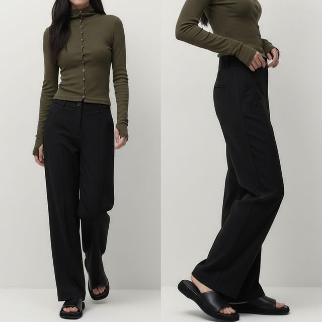 여성 히든후크 스판밴딩 세미 와이드 슬랙스 JEB-1007316