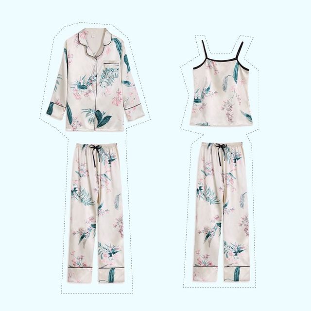 여성용 실크 잠옷 세트 사계절 7종 파자마 패키지