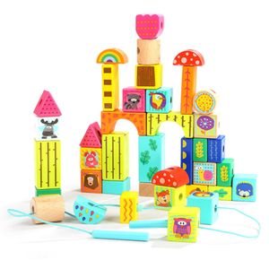 원목 실꿰기 교구 장난감 도형 블록 소근육 놀이