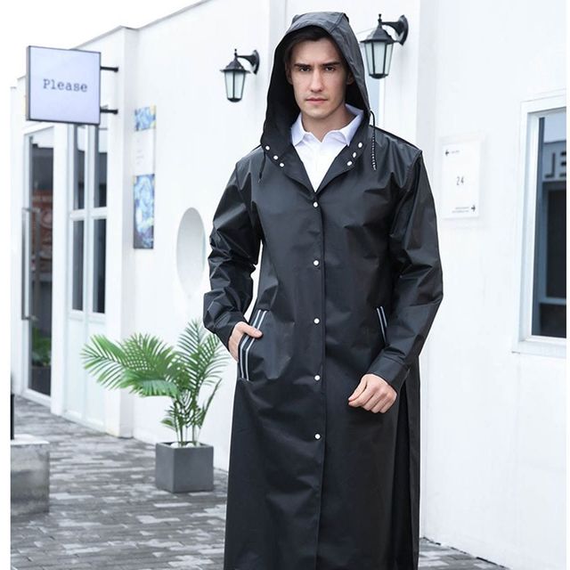 남성 방수 롱 레인코트 EVA 비 오는 날 우비