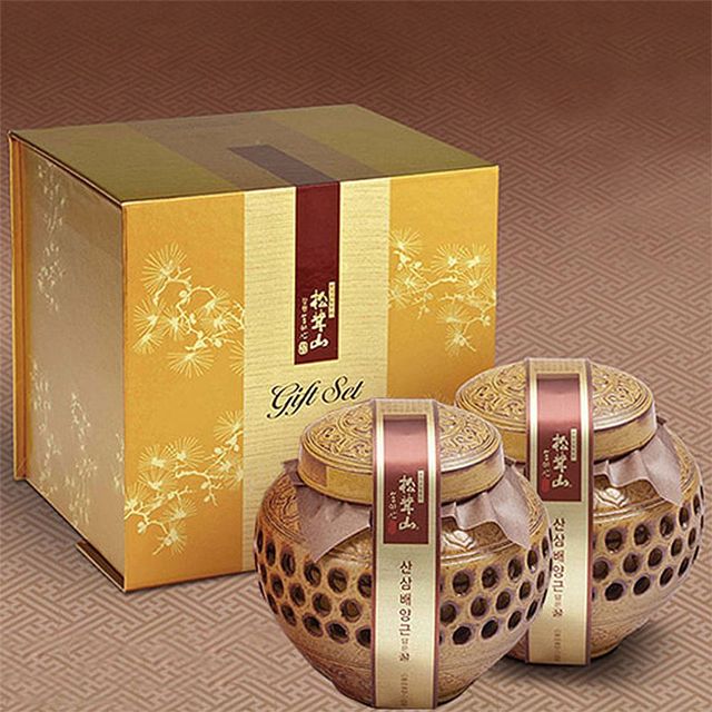 참자연 산삼배양근 담은꿀 도자기선물세트 400g2병
