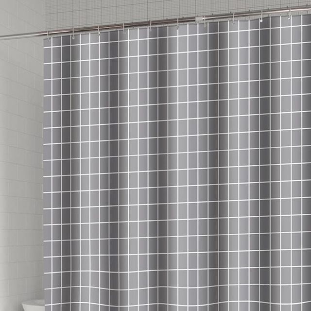 키밍 북유럽 체크 욕실 커튼 모던 불투명 샤워 파티션