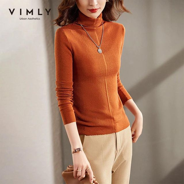 [해외] VIMLY 스웨터 여성 2021 가을 겨울 한국어 터틀넥 긴