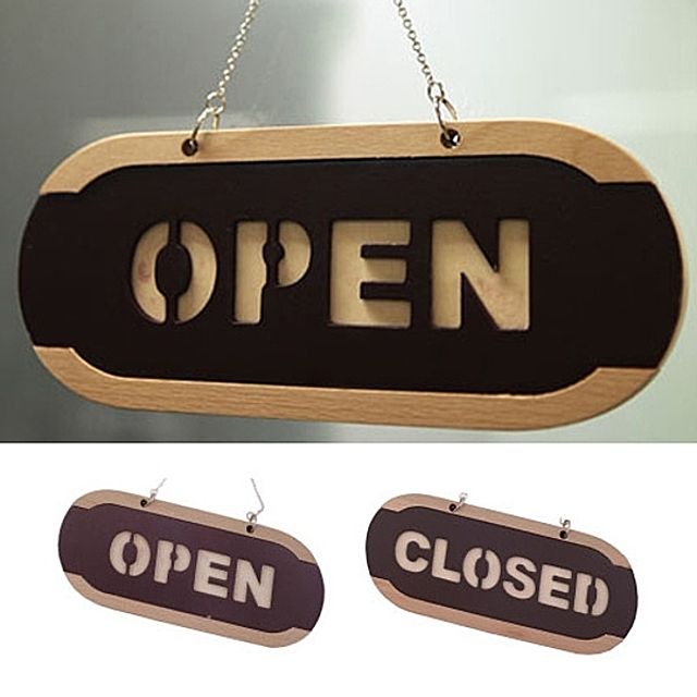 ( 소형 우드 오픈 클로즈 양면걸이판 )