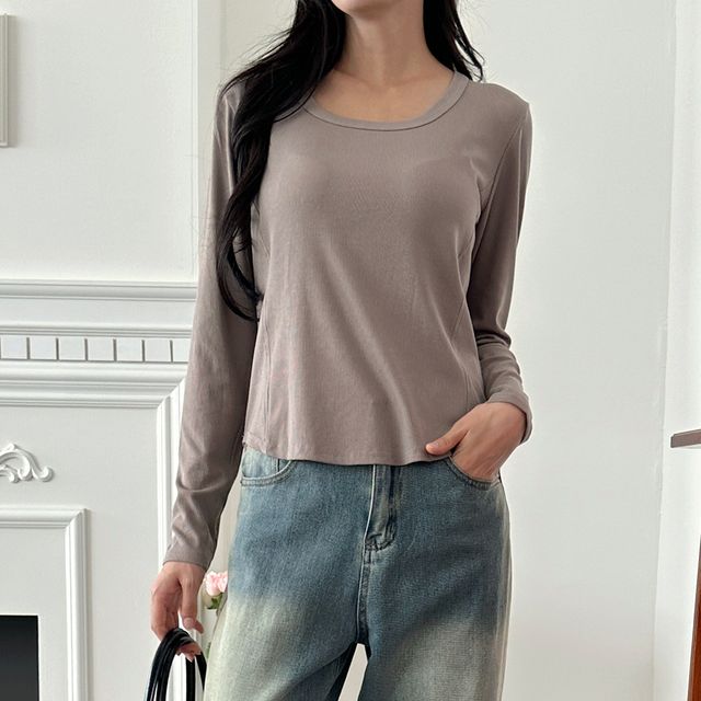 가렌 라인절개 스퀘어넥 긴팔티 SD-240924