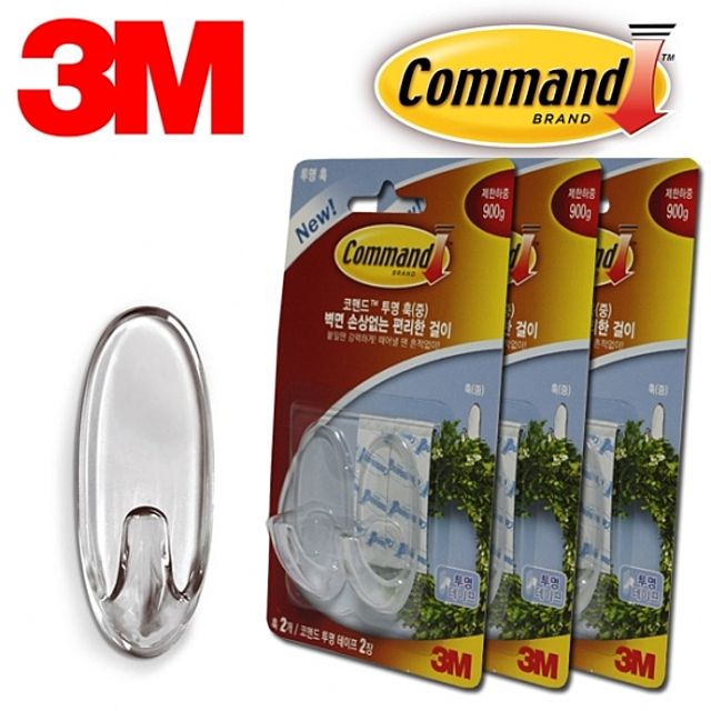 3M 벽면무손상 타원 투명훅 6P