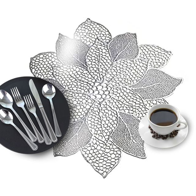 은색 포인세티아 원형 PVC 대형 식탁매트 테이블메트