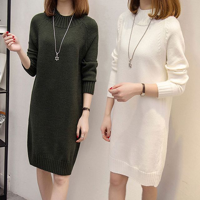 부드러운 니트 미디 원피스 URK_076