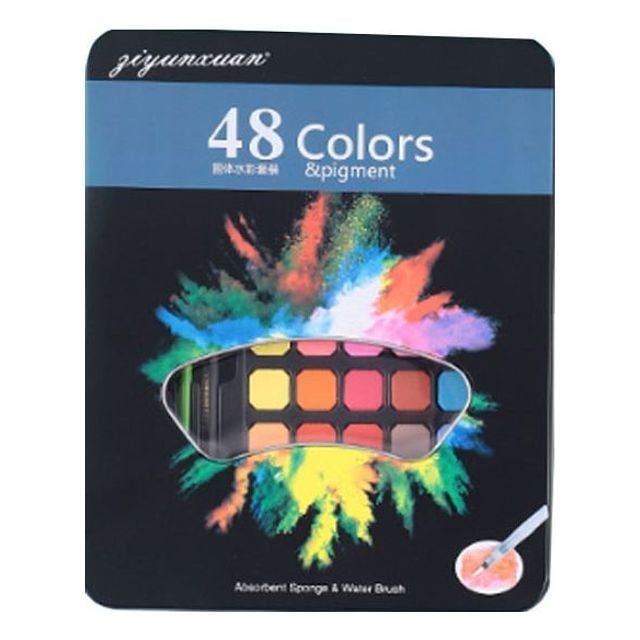 고체물감 48색 수채화 세트 성인용 미술 용품