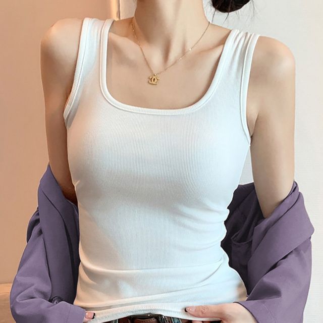 스퀘어넥 골지 세미크롭 나시 MFNC-050178