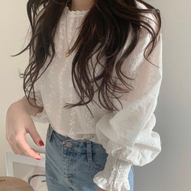 프릴 플리츠소매 블라우스 OSM-1007038