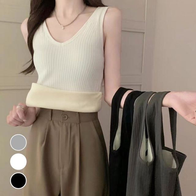 여성 기모 골지 겨울철 이너 나시티 URD-173