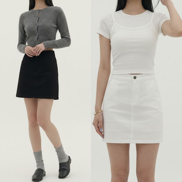 여성 쫀득스판 속바지내장 밴딩 미니 스커트 JEB-1007940