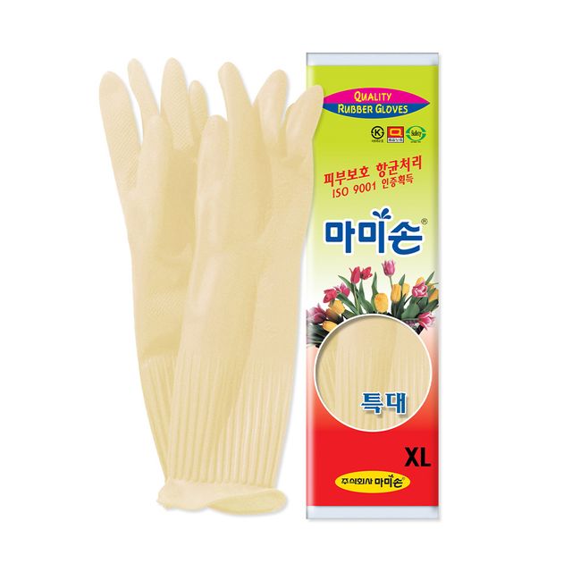 마미손 특대 아이보리 미색 고무장갑 조리용
