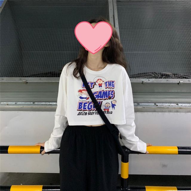 크롭 캐릭터 긴팔 티셔츠 JSC-d0127 JSC-d0127