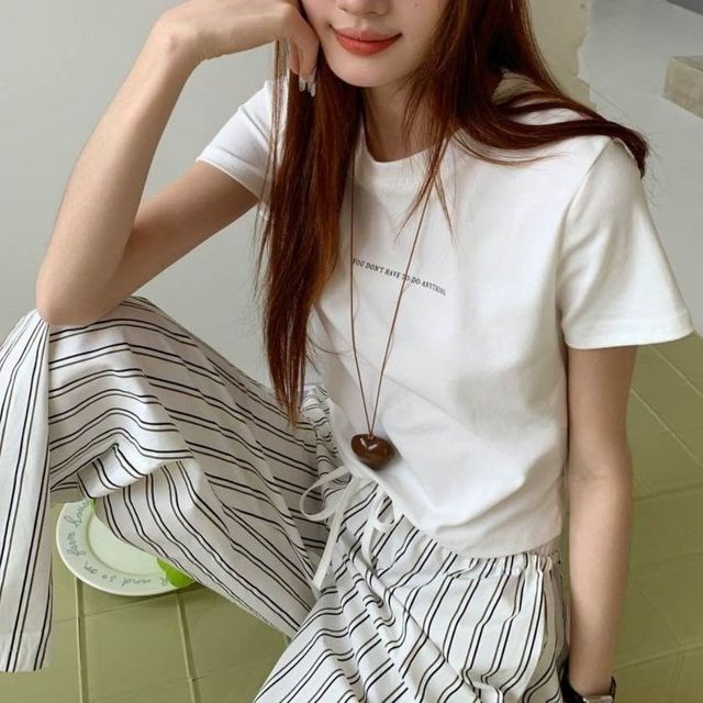데일리 기본 크롭 쫀쫀 반팔티 HPC-1008096