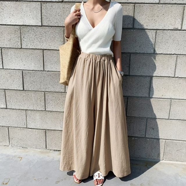 밴딩 플레어 린넨 와이드 팬츠 SWC-1007267