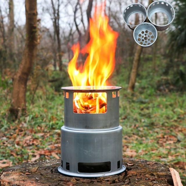 키밍 원통형 미니 캠핑 화로대 야외 난로 불멍용