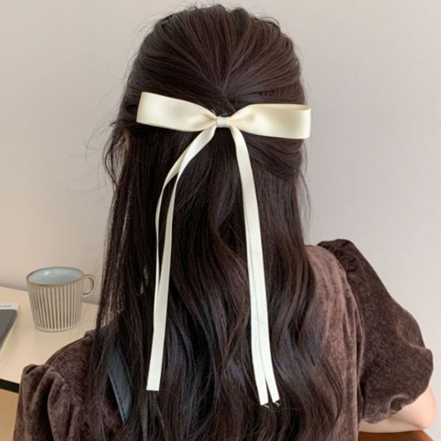 새틴 리본 헤어핀 포인트 머리핀 키치 발레코어