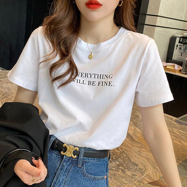 라운드넥 레터링 반팔티셔츠 3color DK-0359