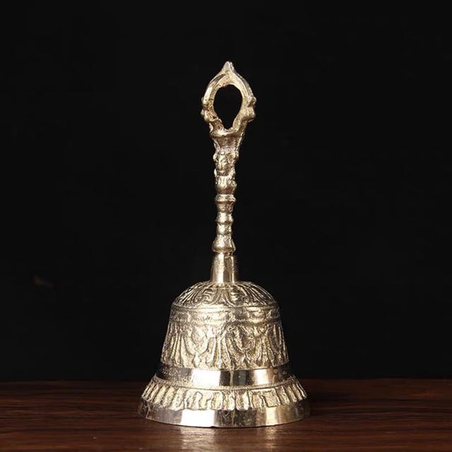 클래식 황동 손잡이 핸드벨 종소리 신주종 주물종