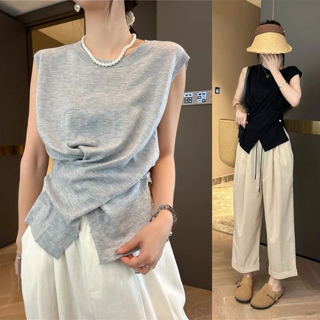 버튼포인트 슬리브리스 탑 IT-25025