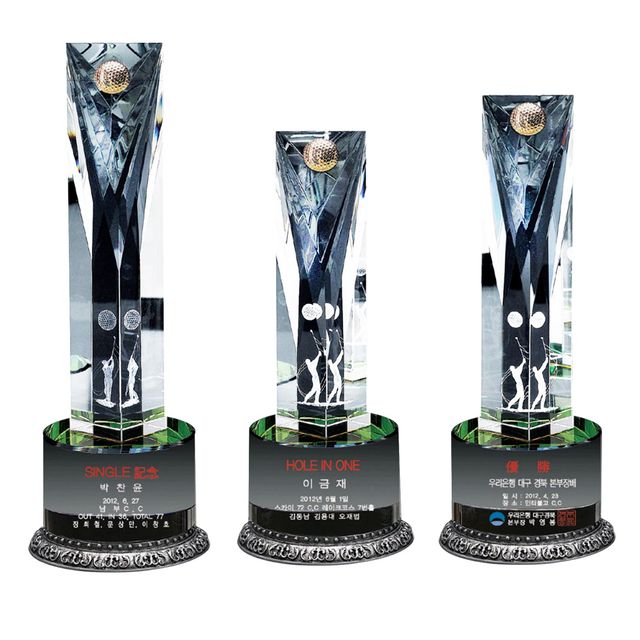 골든볼 크리스탈 트로피 3종 골프상패 홀인원패