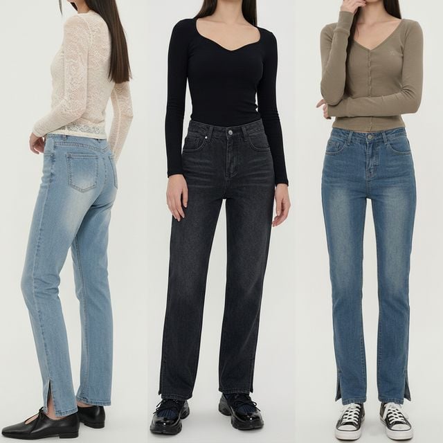 여성 슬림핏 사이드슬릿 하이웨스트 데님팬츠 JEB-1007449