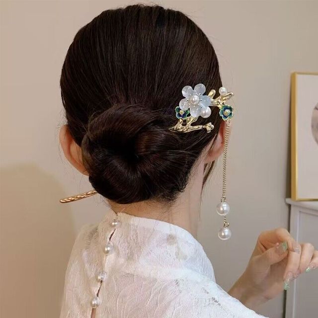 큐빅 진주 비녀 한복 뒤꽂이 머리장식 LM-1004190