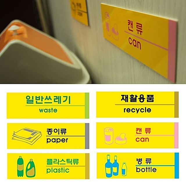 [ 재활용품 포멕스 사인표지판 6종 ] 분리수거 안내판 표시판 표지판 종이류 병류 플라스틱류 캔류 일반쓰레기 부착판
