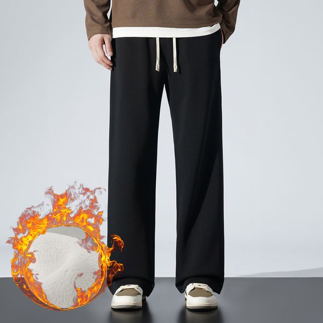 남자 기모 와이드 팬츠 겨울 츄리닝 방한 밴딩 스웻팬츠 2컬러