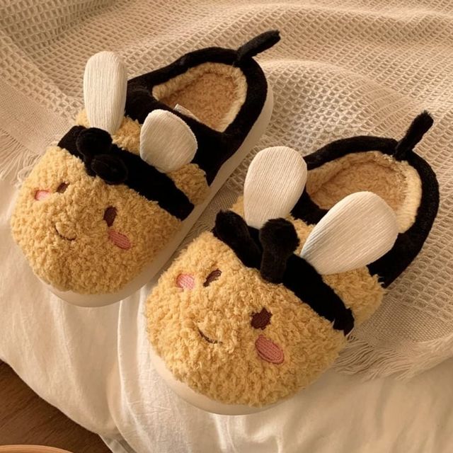 키밍 귀여운 꿀벌 캐릭터 털슬리퍼 실내화 거실화