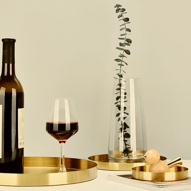 고급 메탈 골드 원형 트레이 접시 다용도 수납용기