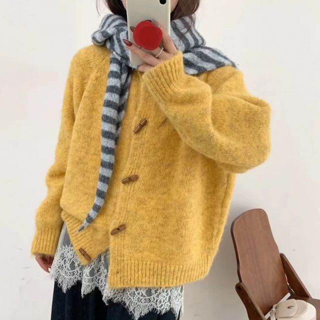 콜비 나무단추 떡볶이 단추 니트 가디건 SD-1004726