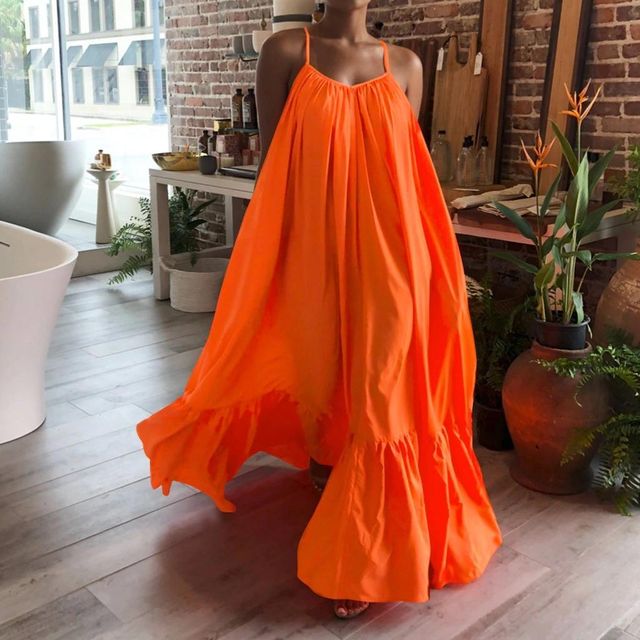 [해외] 2020 Celmia 여름 드레스 여성 한 민소매 프릴 맥시