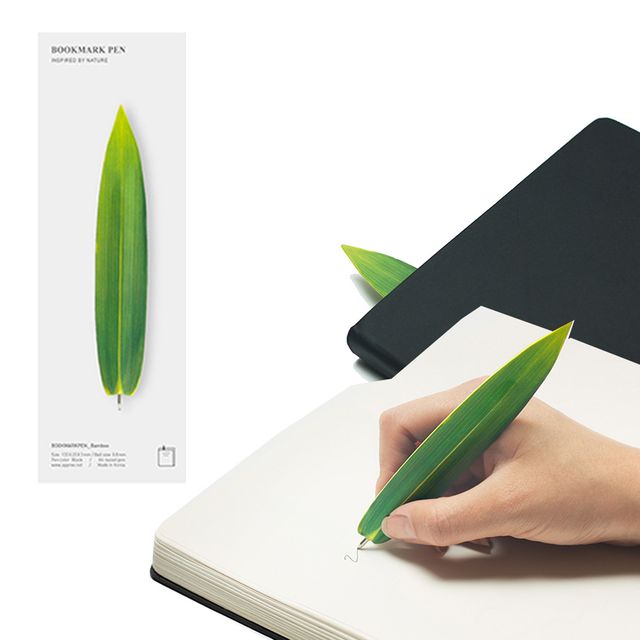 대나무 잎사귀 북마크펜 1P 책갈피 볼펜 디자인문구